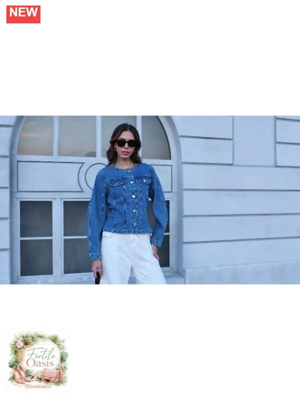 Women's Cropped Denim Jacket Cotton Blend Button Down Shacket